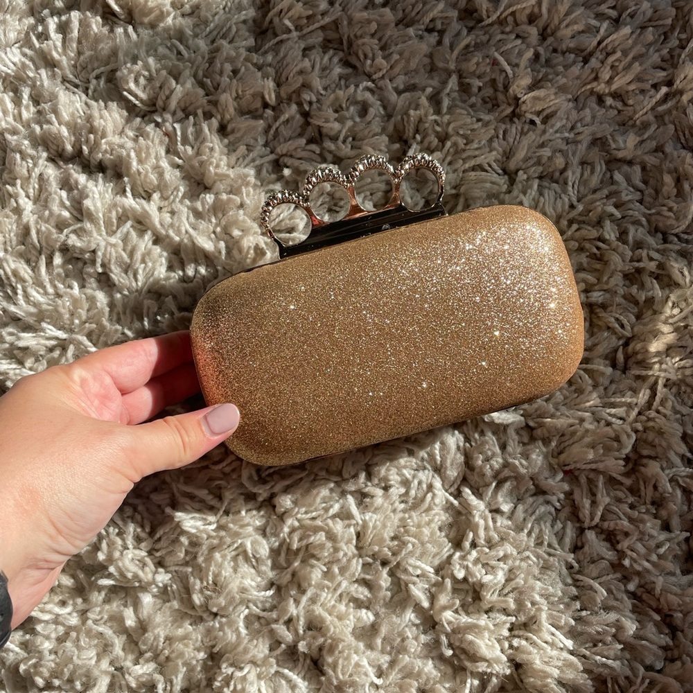 Gold sequinned clutch/minaudière